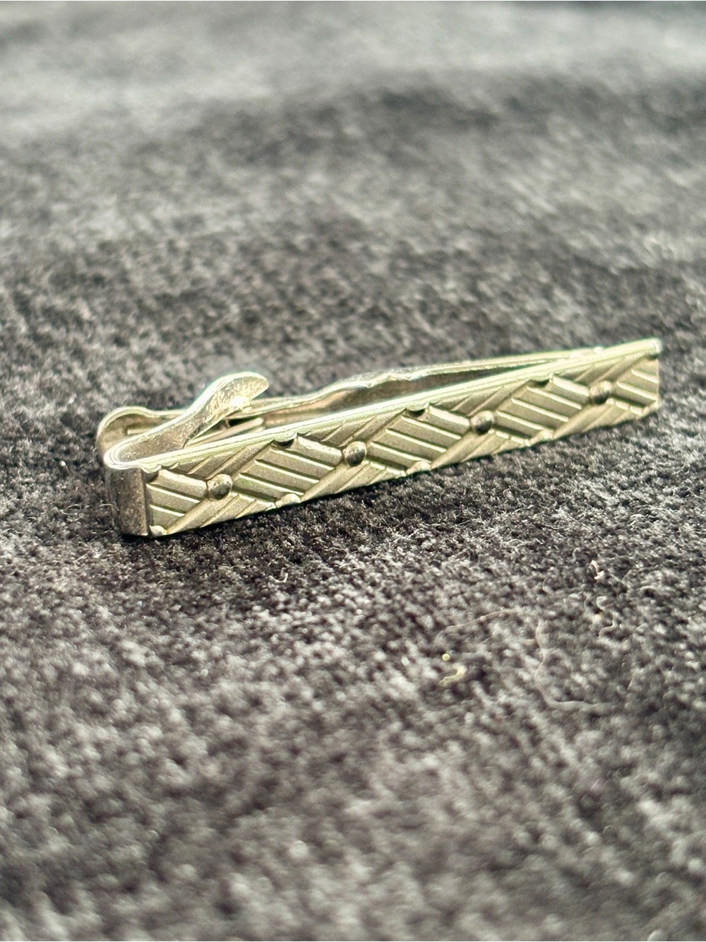 Swank Tie Clip Bar With Pattern Silver Tone Men’s Accessories